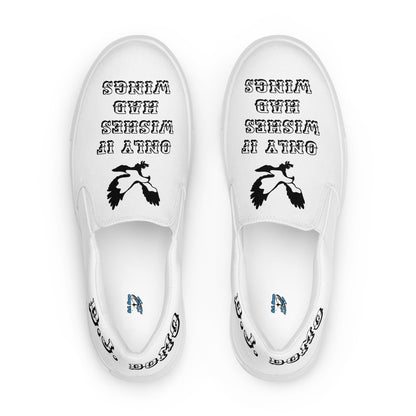 D.J. Domo "Only If Wishes Had Wings" Women Slip-on Canvas Shoes White/Black