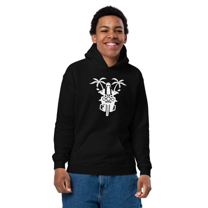 D.J. Domo Youth "Biker2" Unisex Heavy Blend Hoodie Multi Color/White