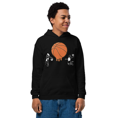 D.J. Domo Youth "Melting Basketball" Unisex Heavy Blend Hoodie Multi Color/White