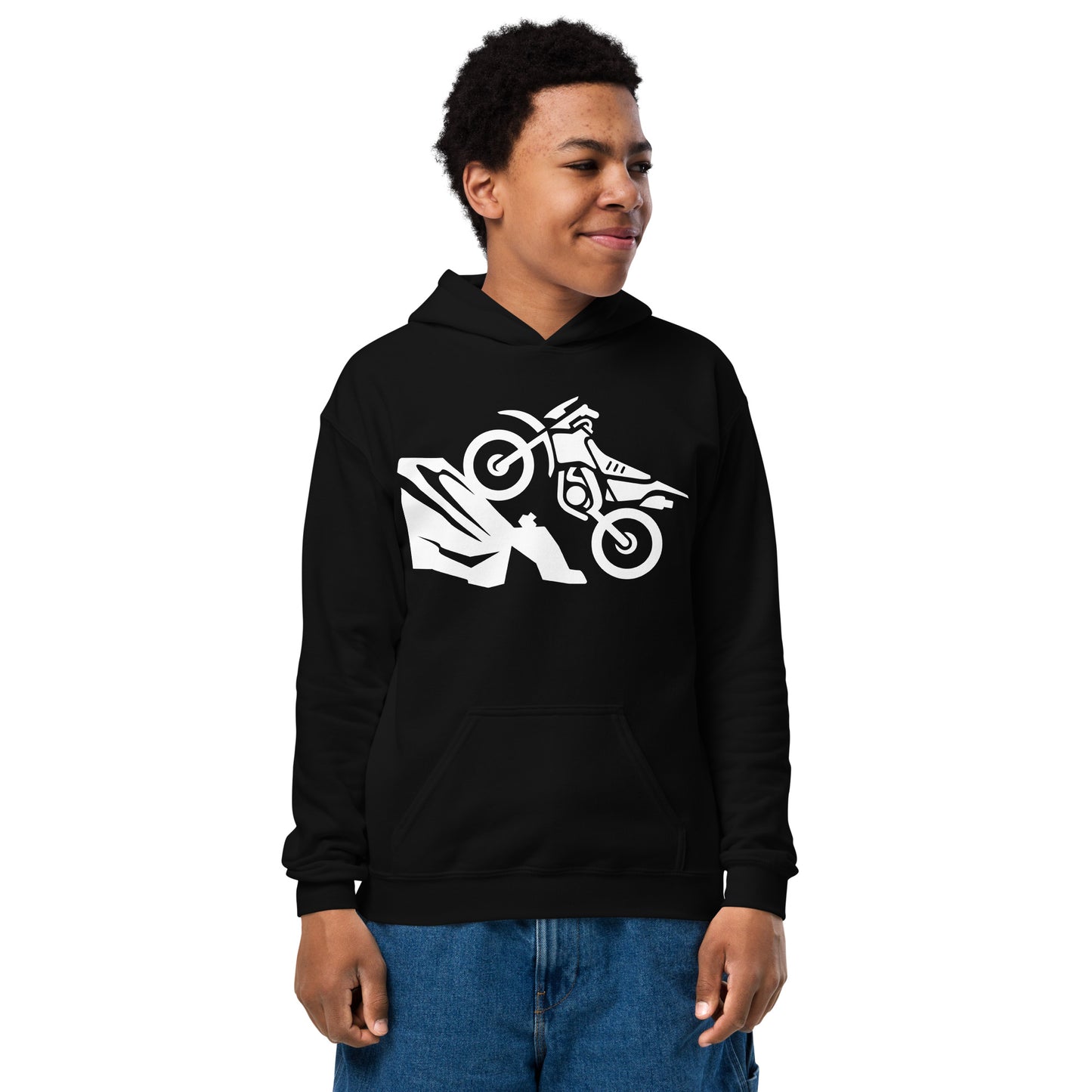 D.J. Domo Youth "Biker1" Unisex Heavy Blend Hoodie Multi Color/White