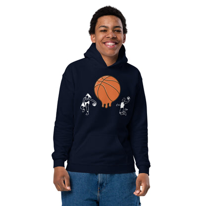 D.J. Domo Youth "Melting Basketball" Unisex Heavy Blend Hoodie Multi Color/White