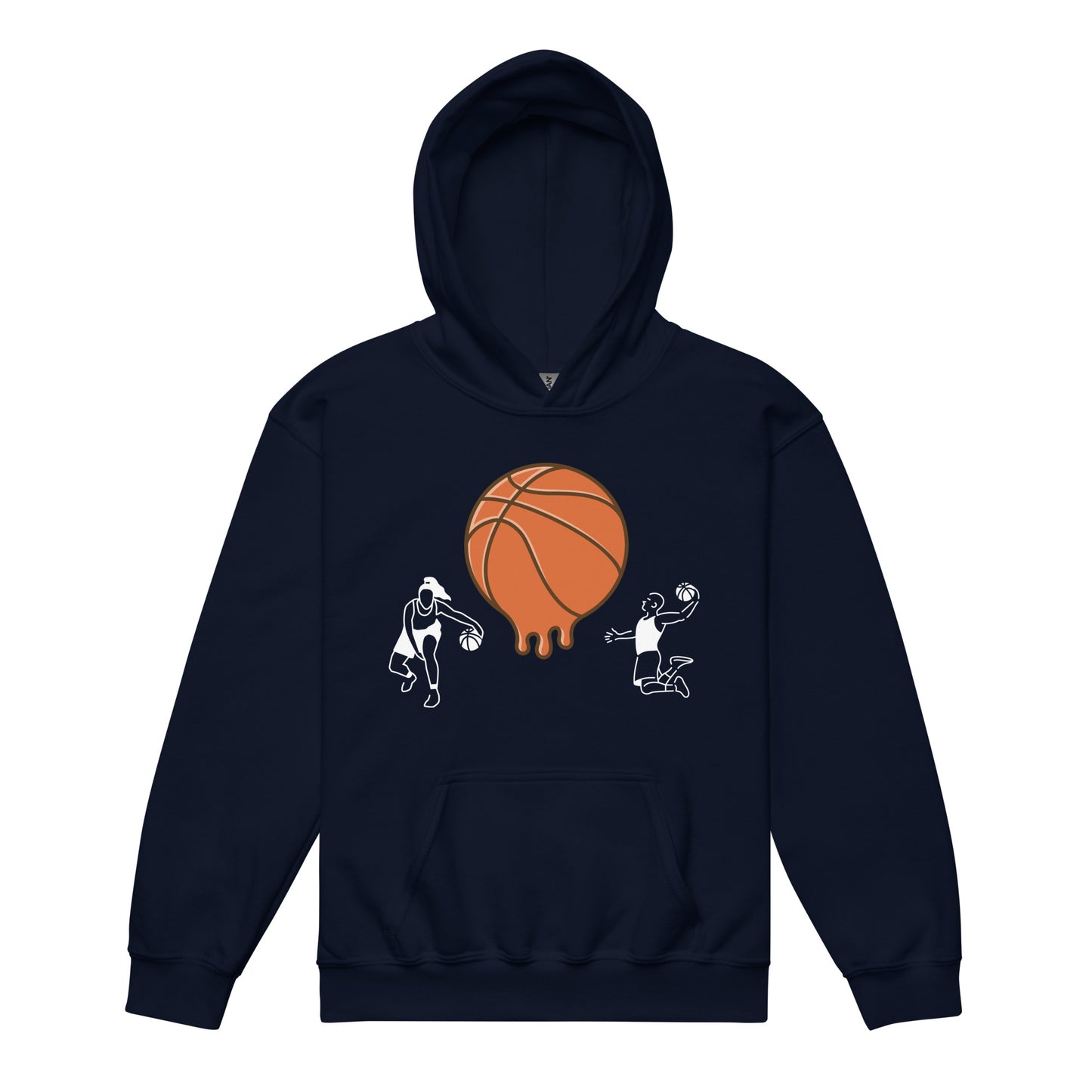 D.J. Domo Youth "Melting Basketball" Unisex Heavy Blend Hoodie Multi Color/White