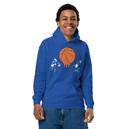 D.J. Domo Youth "Melting Basketball" Unisex Heavy Blend Hoodie Multi Color/White