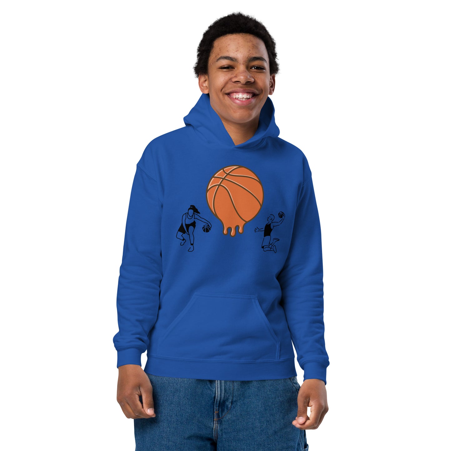 D.J. Domo Youth "Melting Basketball" Unisex Heavy Blend Hoodie Multi Color/Black