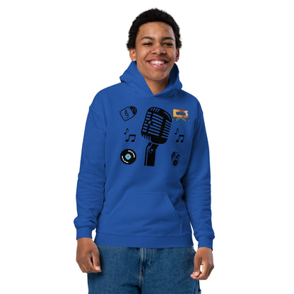 D.J. Domo Youth "Mic" Unisex Heavy Blend Hoodie Multi Color/Black