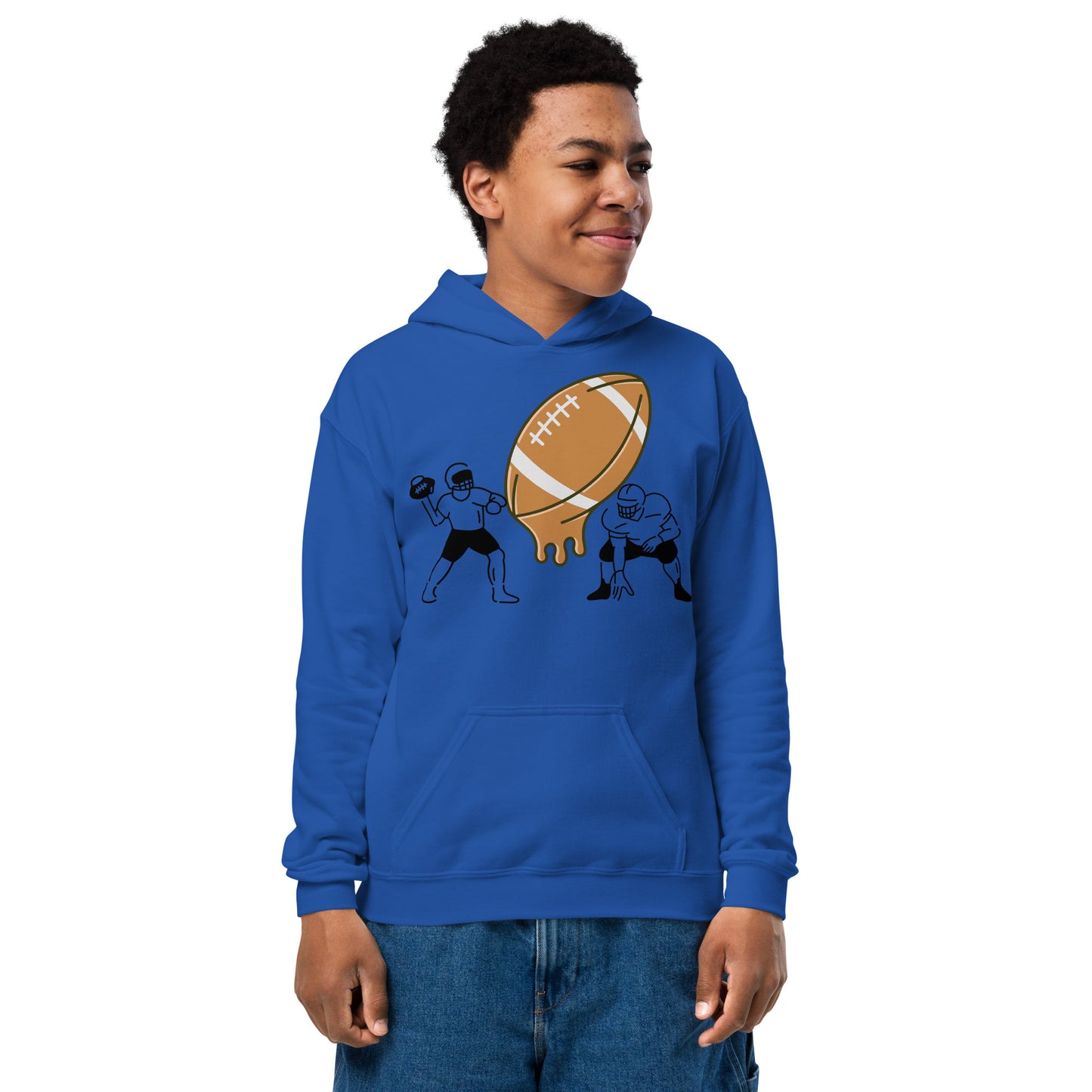 D.J. Domo Youth "Melting Football" Unisex Heavy Blend Hoodie Multi Color/Black