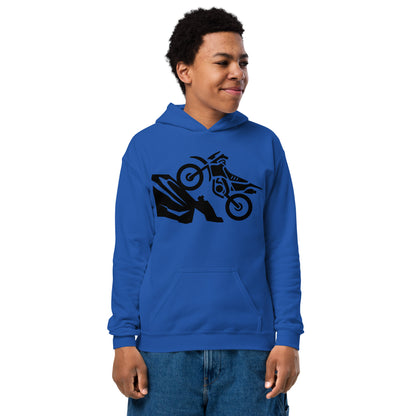 D.J. Domo Youth "Biker1" Unisex Heavy Blend Hoodie Multi Color/Black