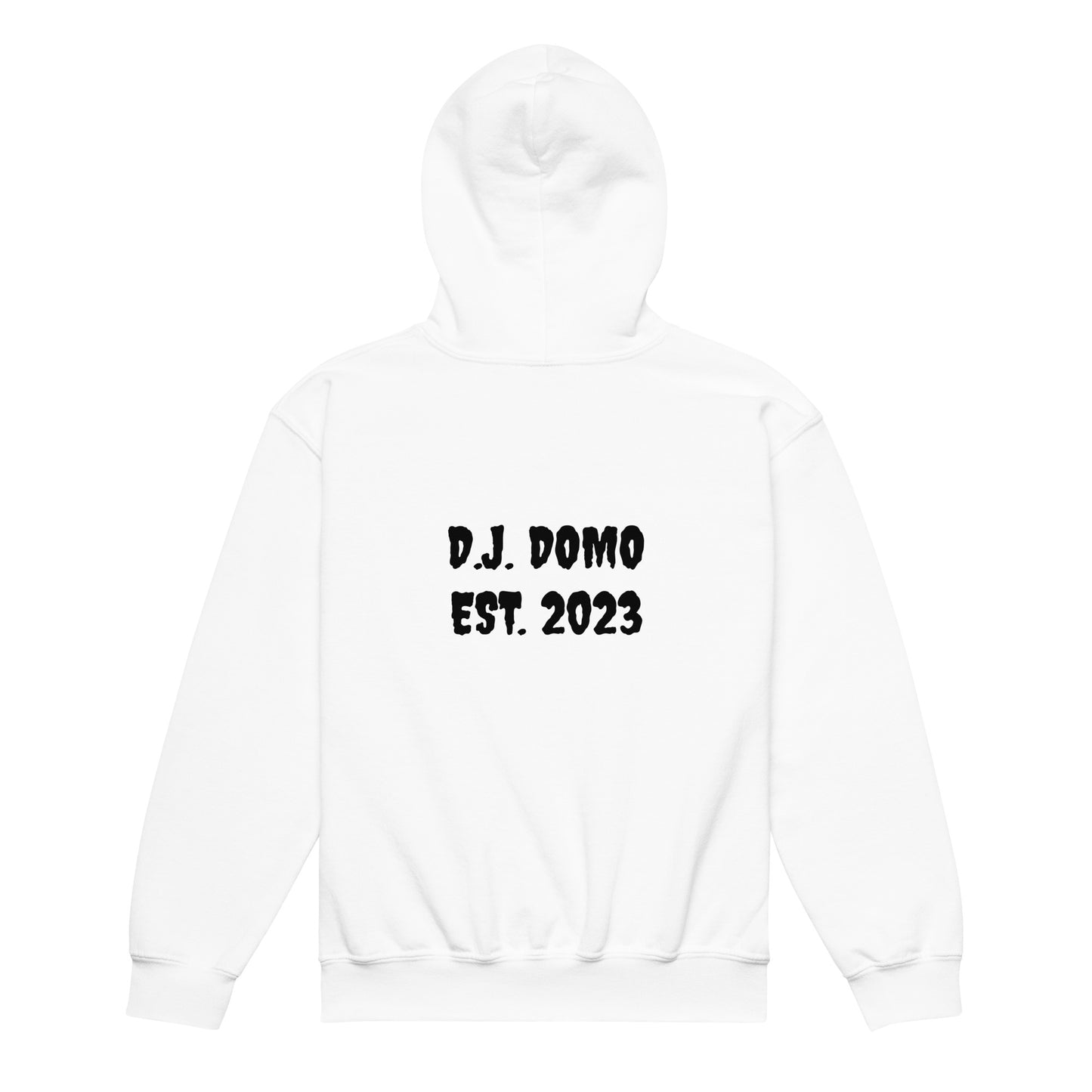 D.J. Domo Youth "Biker2" Unisex Heavy Blend Hoodie White/Black