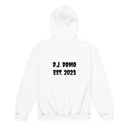 D.J. Domo Youth "Biker2" Unisex Heavy Blend Hoodie White/Black