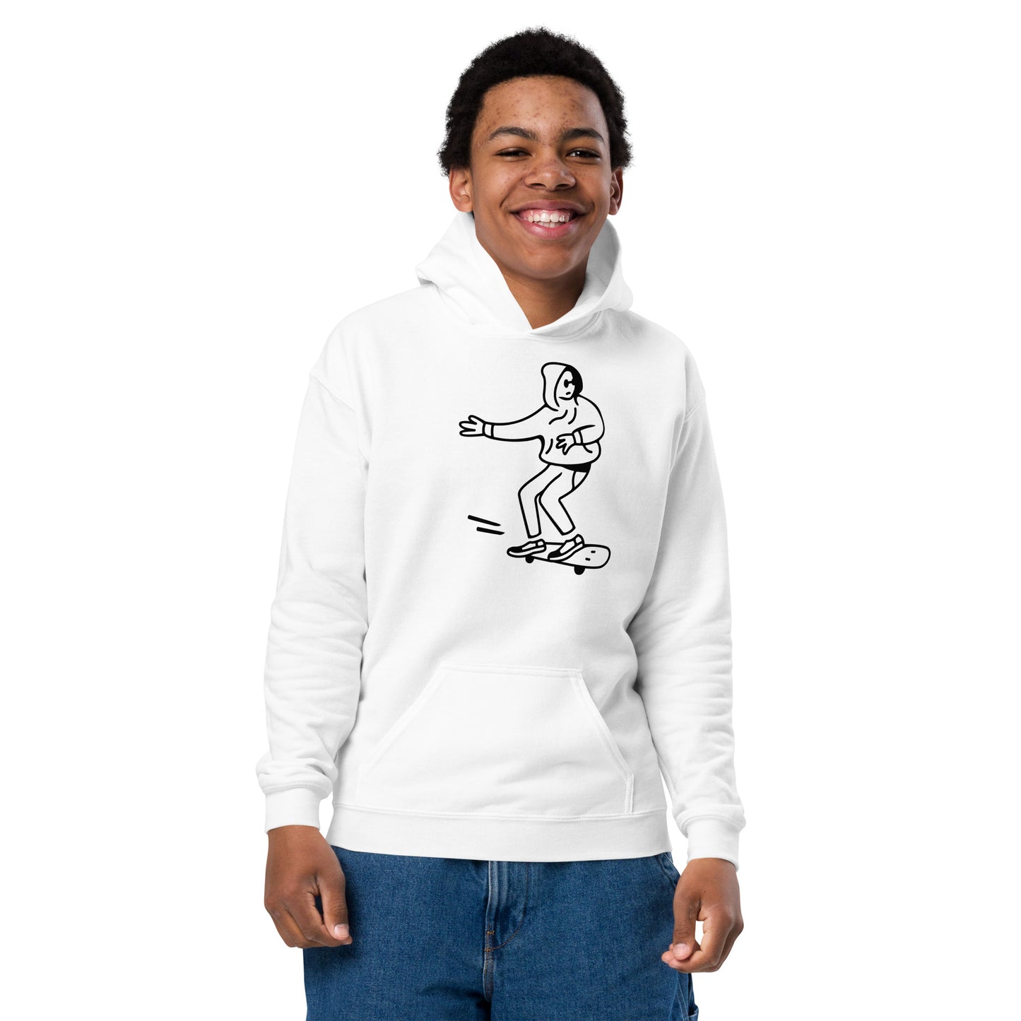 D.J. Domo Youth "Skater" Unisex Heavy Blend Hoodie Multi Color/White