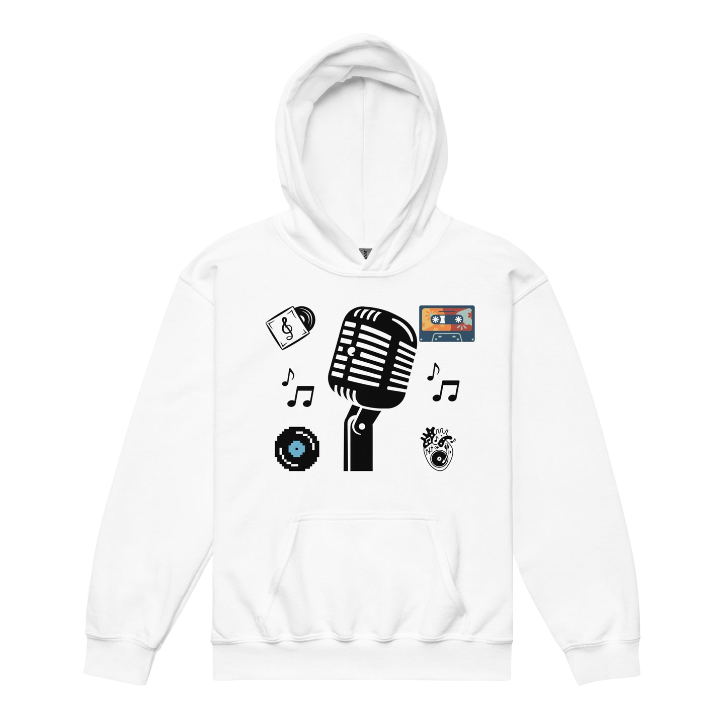 D.J. Domo Youth "Mic" Unisex Heavy Blend Hoodie Multi Color/Black