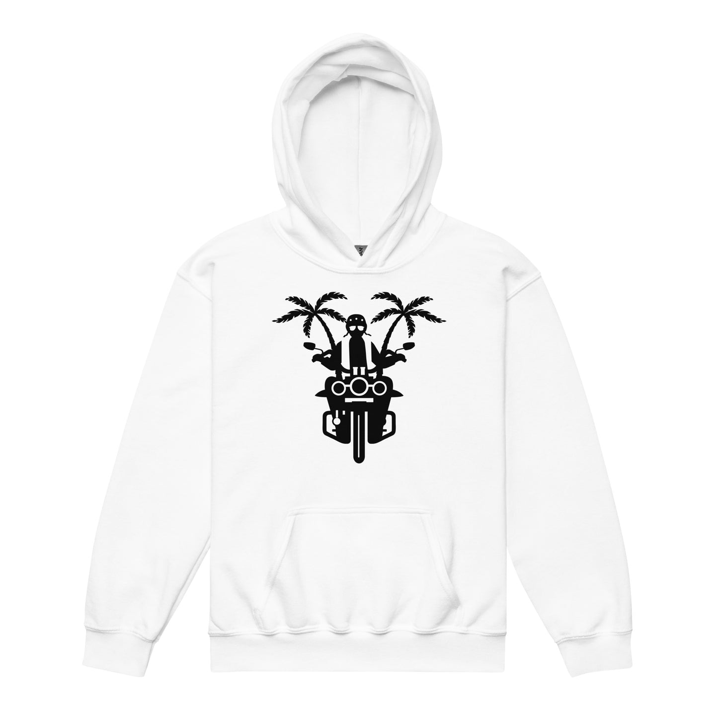 D.J. Domo Youth "Biker2" Unisex Heavy Blend Hoodie White/Black