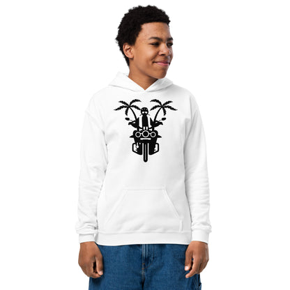 D.J. Domo Youth "Biker2" Unisex Heavy Blend Hoodie White/Black