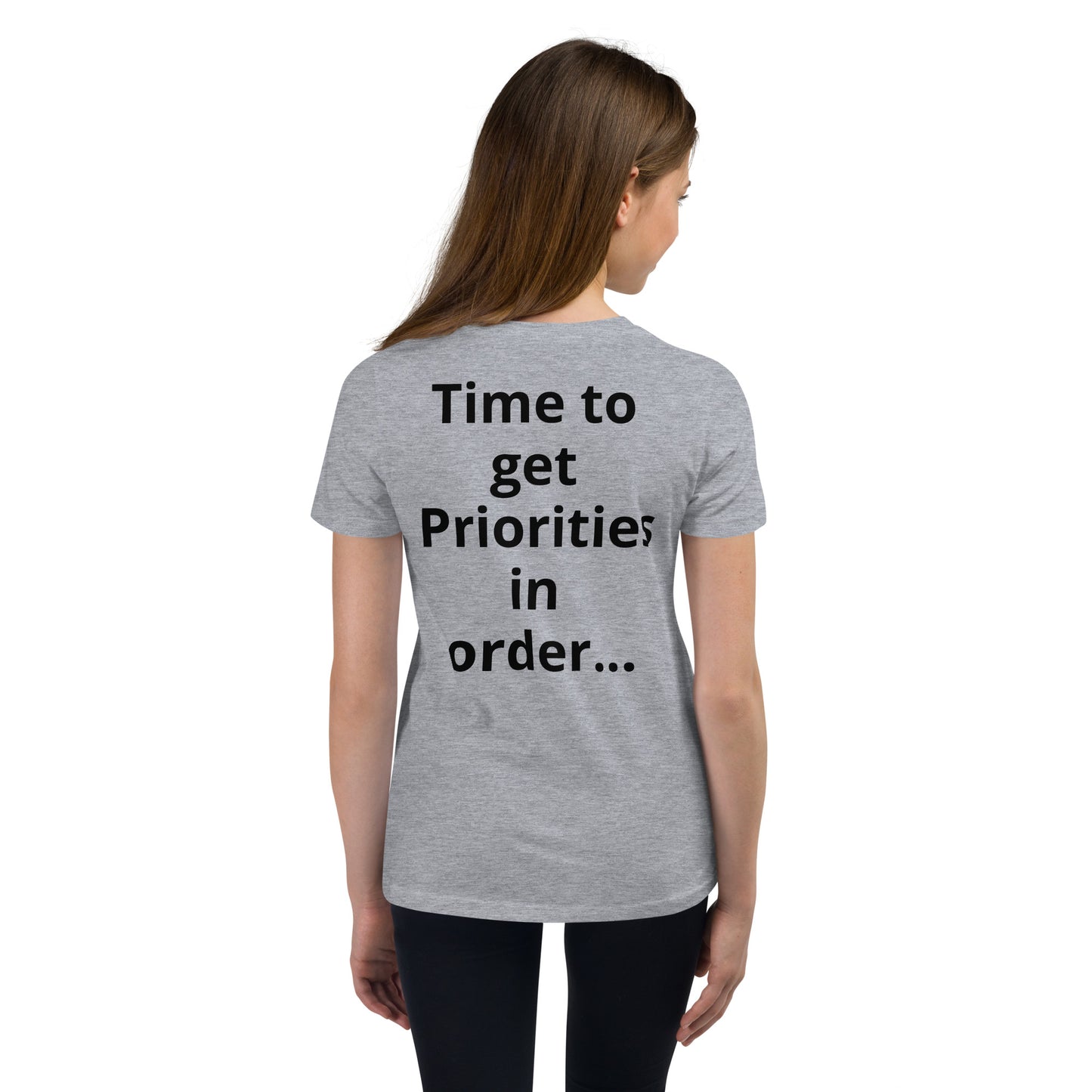 D.J. Domo "Priorities" Youth Unisex Short Sleeve T-Shirts Multi Colors/Black