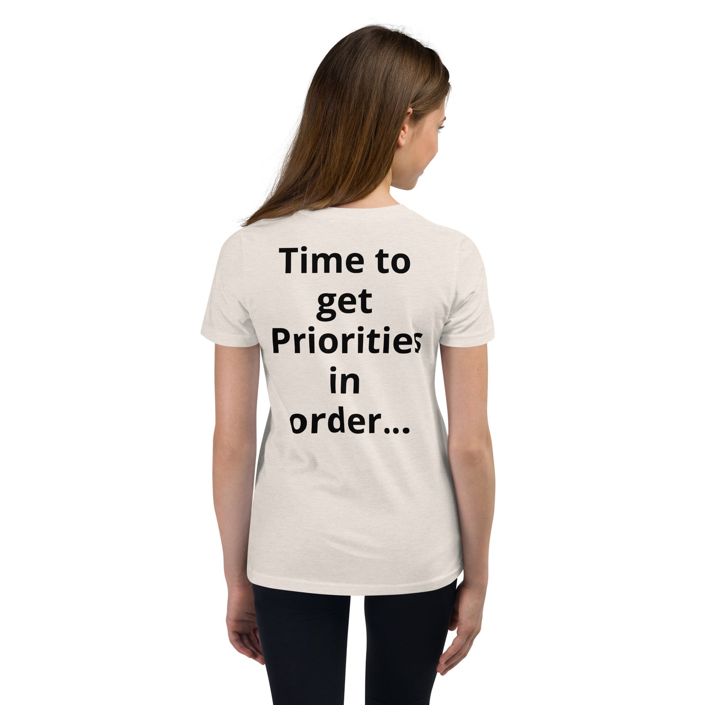 D.J. Domo "Priorities" Youth Unisex Short Sleeve T-Shirts Multi Colors/Black