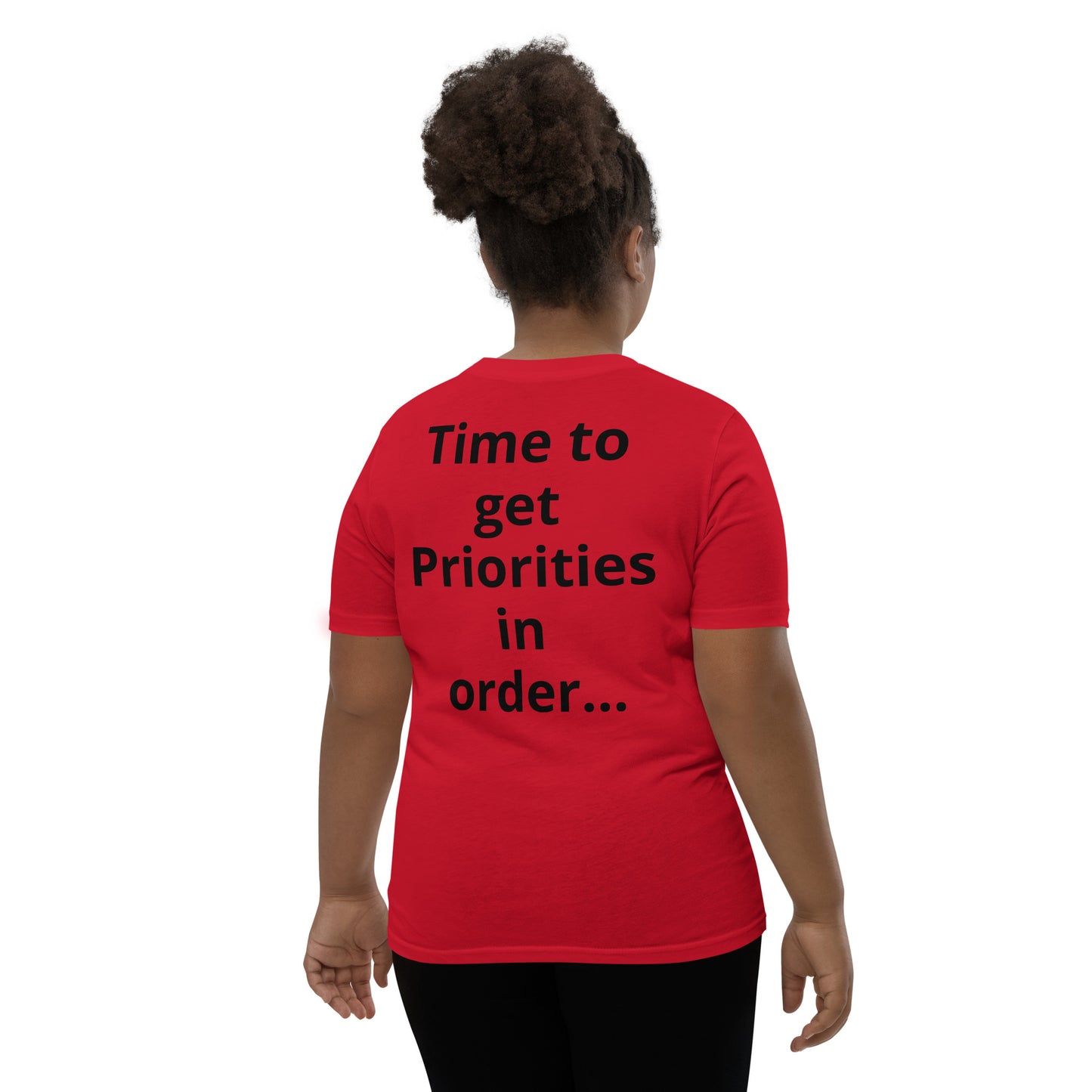 D.J. Domo "Priorities" Youth Unisex Short Sleeve T-Shirts Multi Colors/Black