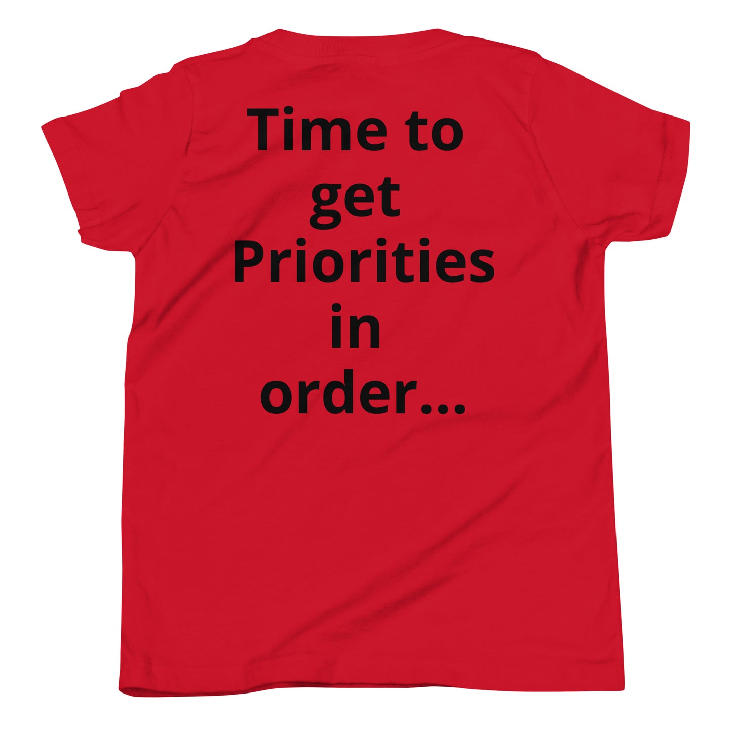 D.J. Domo "Priorities" Youth Unisex Short Sleeve T-Shirts Multi Colors/Black