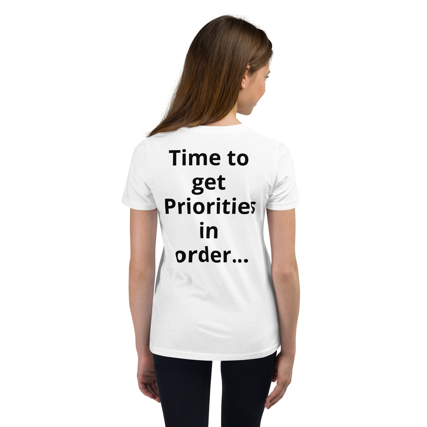 D.J. Domo "Priorities" Youth Unisex Short Sleeve T-Shirts Multi Colors/Black